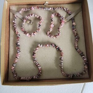 Rhodochrosite Chip Bead Necklace and 2 Bracelet Set JTV Priced To Sell!